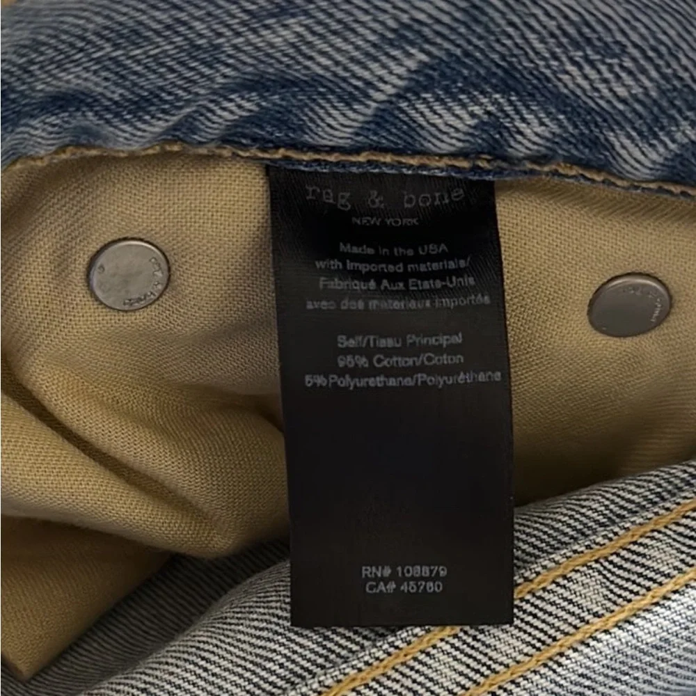 Rag & Bone Jeans Madison High Rise Sz 26 Distress W/ Hole